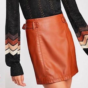 Free People brown leather skirt